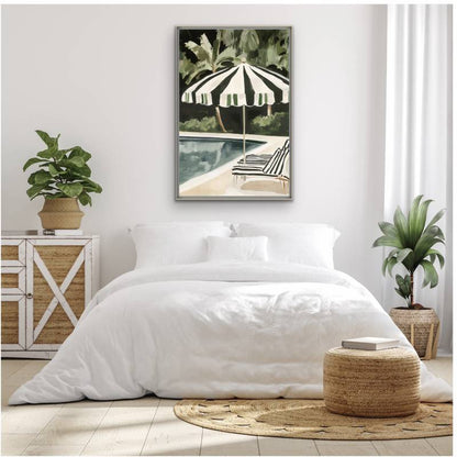 Jungle By The Pool Artwork Framed Wall Art 80x120cm