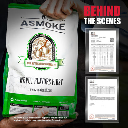 Asmoke 2.5kg X 8 (19 KG) OF 100% PURE APPLEWOOD PELLETS