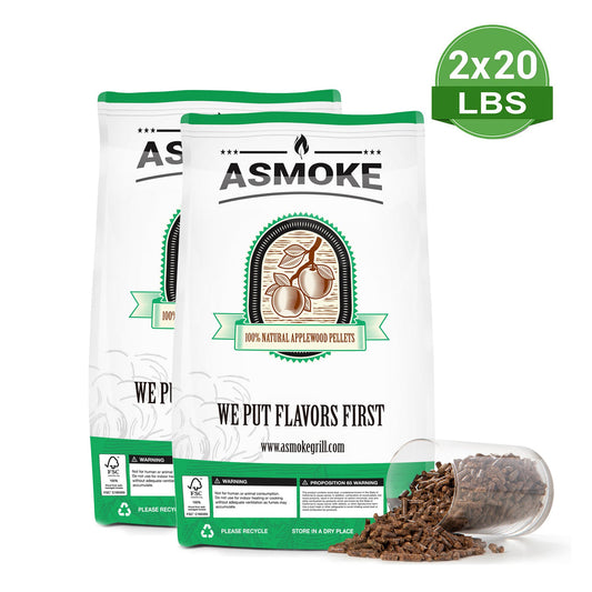 Asmoke 9.5kg X 2  (19 KG) of 100% Pure Applewood Pellets