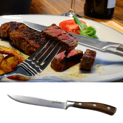 ASMOKE STEAK KNIFE SET OF 4, PAKKAWOOD HANDLE