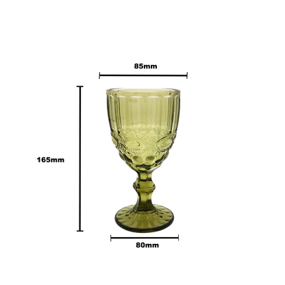 Faubourg Embossed Wine Glass - 310ml Green