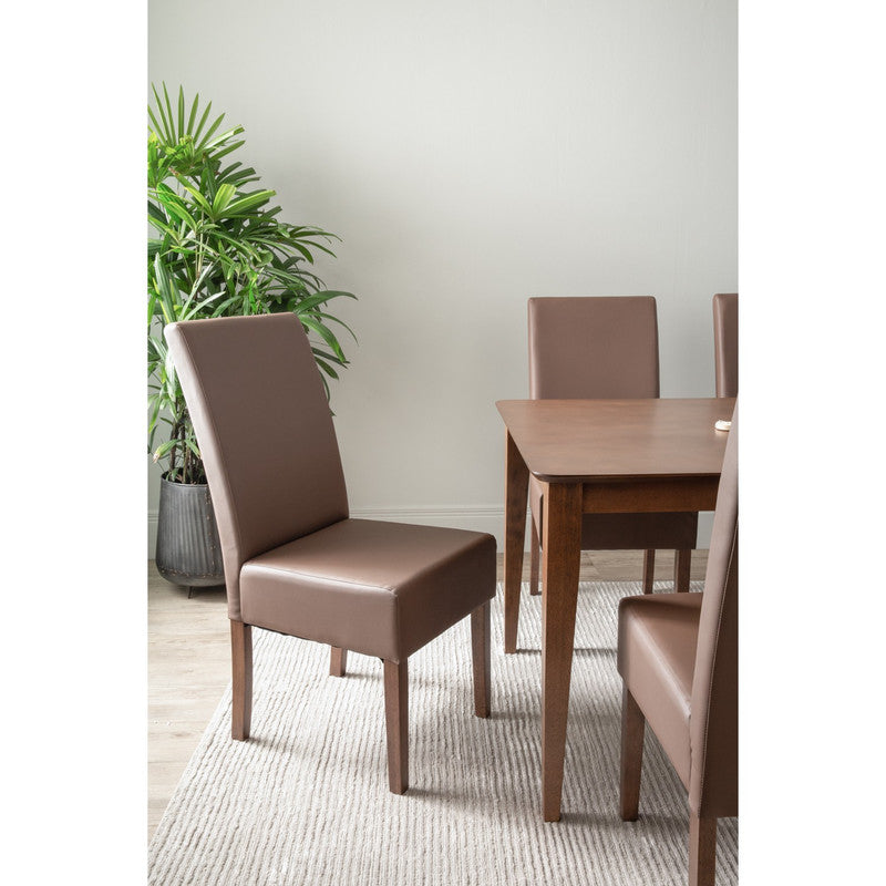 ALLEGRO Dining Table + 4x MESI Dining Chair + MESI Bench - 6 Piece Dining Set - Cocoa