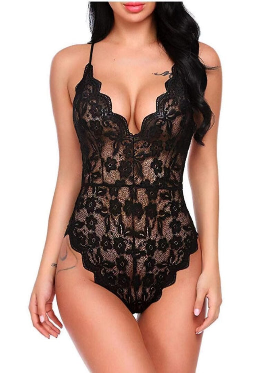 Scalloped Lace Decolletage Bodysuit by My Secret Drawer ®