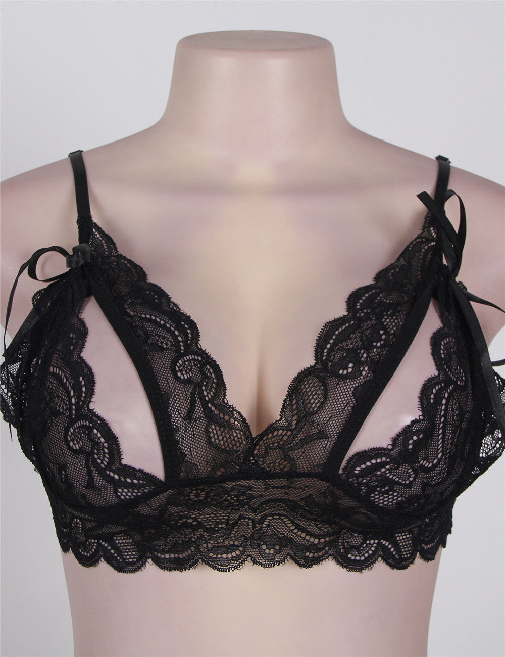 Lace Booty Short and Bra Set with Seductive Feminine Cut by My Secret Drawer ® - Black