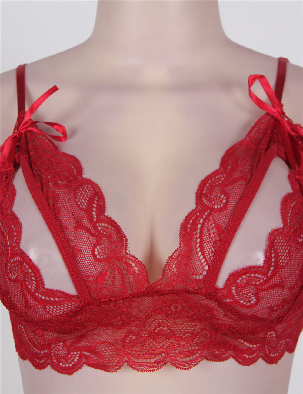 Lace Booty Short and Bra Set with Seductive Feminine Cut by My Secret Drawer ® - Red