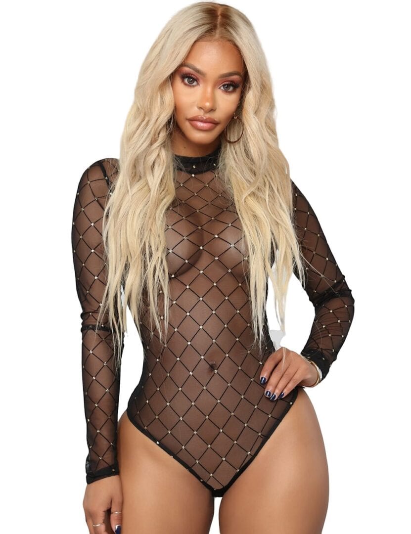 Long Sleeve Rhombus Mesh Teddy by My Secret Drawer ®
