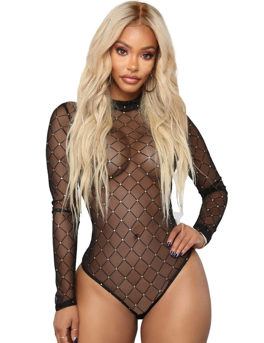 Long Sleeve Rhombus Mesh Teddy by My Secret Drawer ®