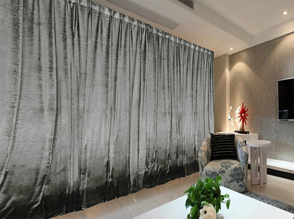 Large Thick Velvet Curtains Warp Knitted Velvet 540x270cm+Hooks Pinch Pleat Grey