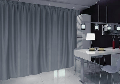 Blockout Curtain 270x230cm PINCH PLEAT + Hooks High Level Fabric Grey Blue