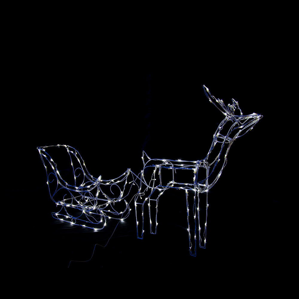 Solar LED Sleigh with Reindeer - 80 cm