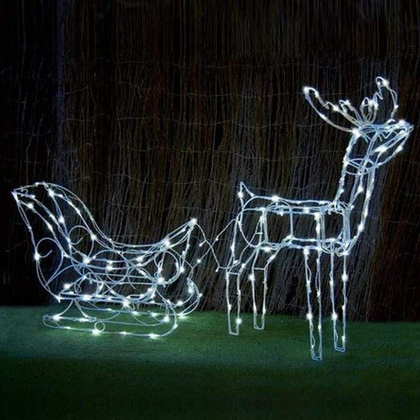 Solar LED Sleigh with Reindeer - 80 cm