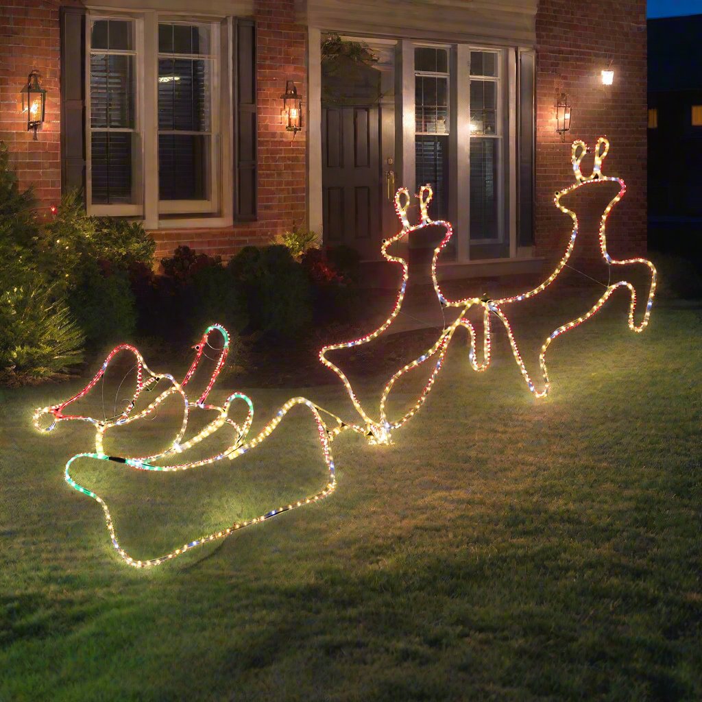 LED Ropelight Double Reindeer Sleigh Twinkle Lights