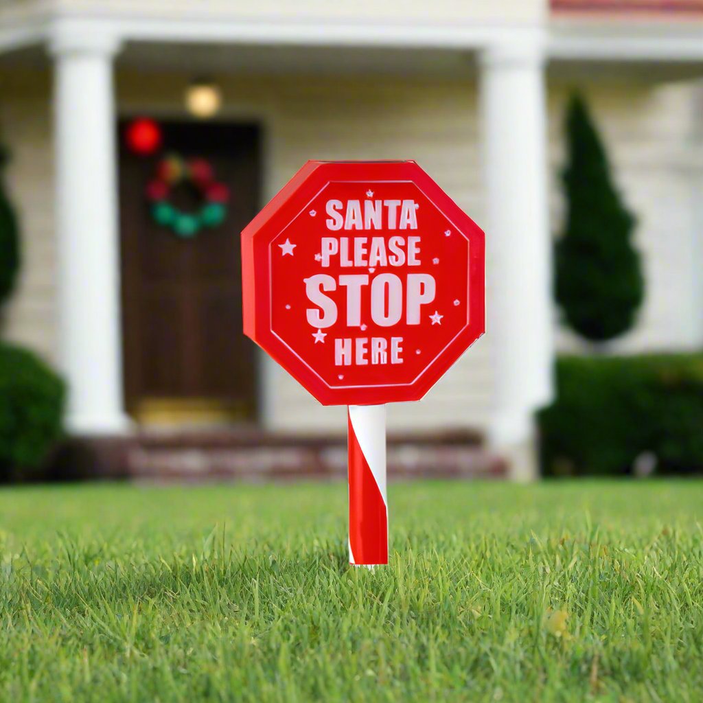 Solar Santa Stop Sign Stake 45cm