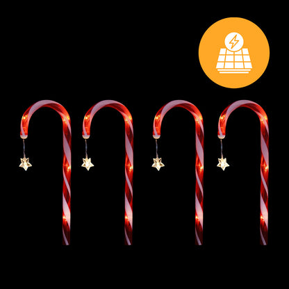 Solar Candy Canes with Stars - 4 Pack