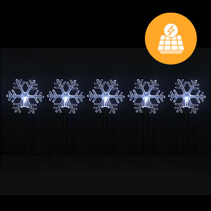 Solar Snowflake Path Lights – 5 Pack, 35cm available in 2 Colors - Multicolor