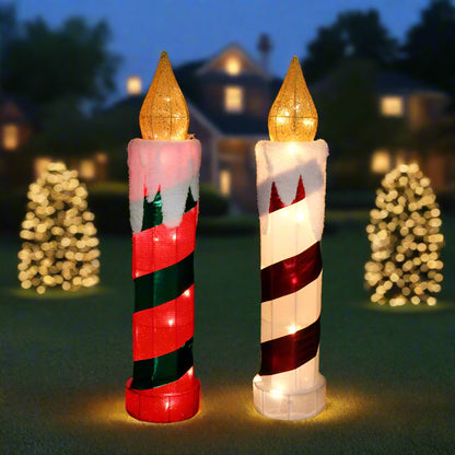 LED Tinsel Candle 77cm Twinkle, available in 2 Colors - Red & White