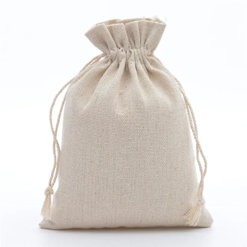 10-Piece Cotton Linen Drawstring Gift Bags