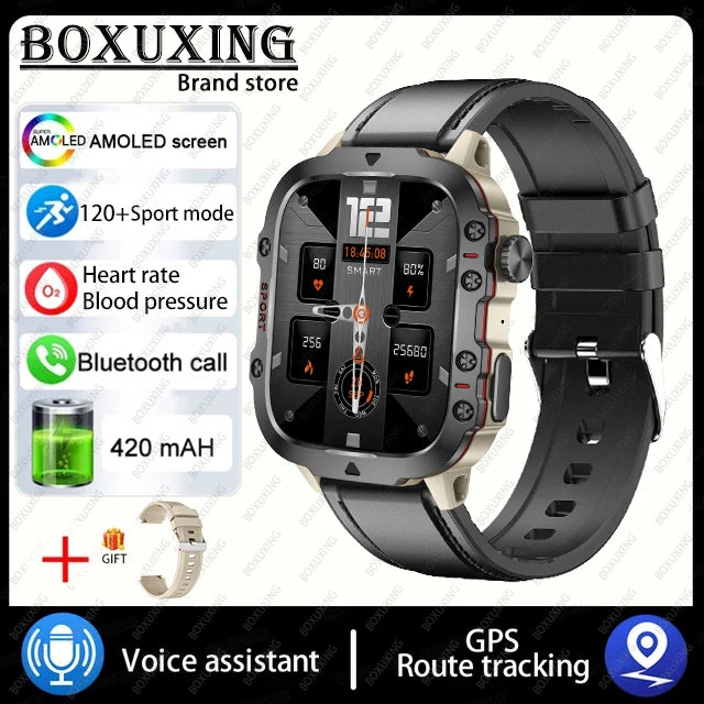 NNEOBA Rugged Military GPS Smart Watch - AMOLED 1.96 HD Display