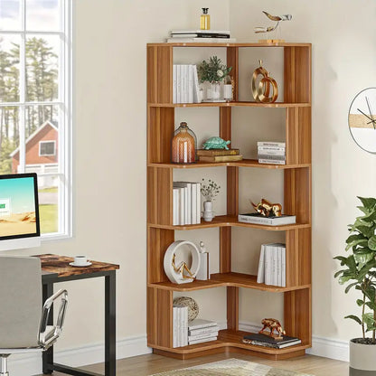 NNETMLT 64.9 Inch Tall 6 Tier Industrial Corner Bookshelf