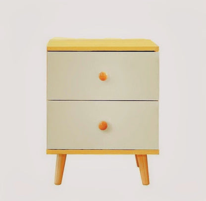 NNECN Wooden Bedside Cabinet with Two Drawers and Sturdy Legs