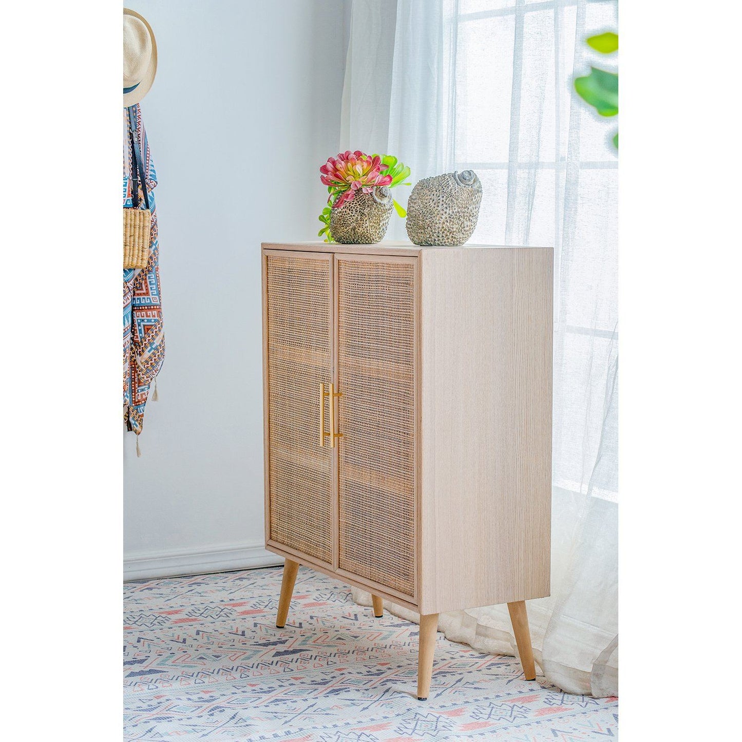 TWO DOOR RATTAN CABINET