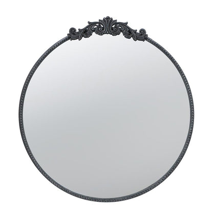 ROUND ORNATE METALLIC WALL MIRROR