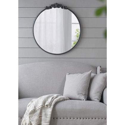 ROUND ORNATE METALLIC WALL MIRROR