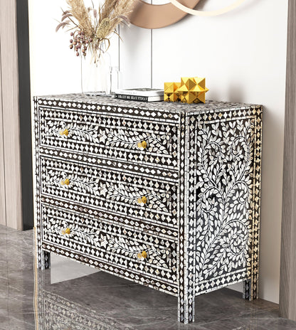 MOTHER OF PEARL HAND MADE MONOCHROME CHEST OF DRAWS