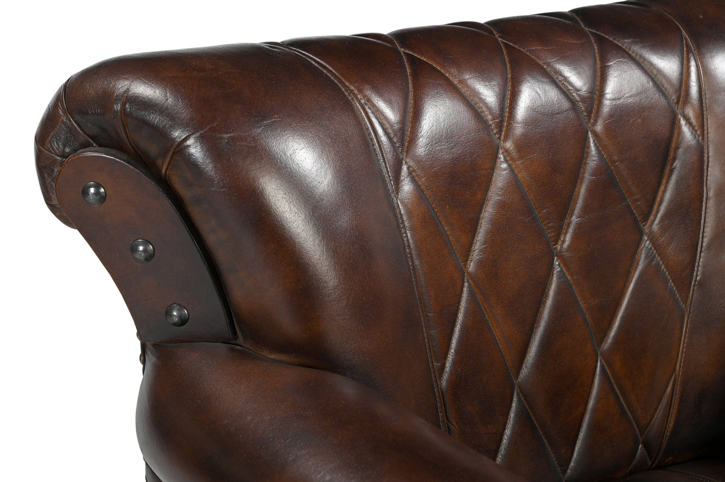 STUDDED LEATHER ARM CHAIR