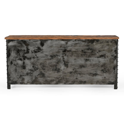 VINTAGE IRON LOCKER SIDEBOARD WITH RECLAIMED RAILWAY SLEEPER WOOD