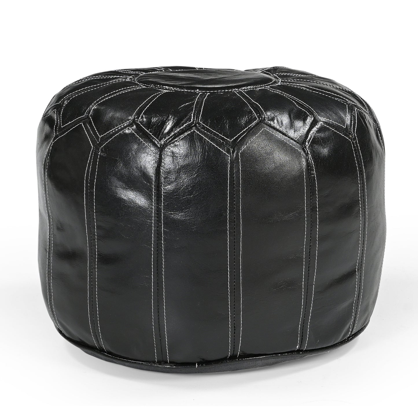 MOROCCAN LEATHER OTTOMAN BLACK