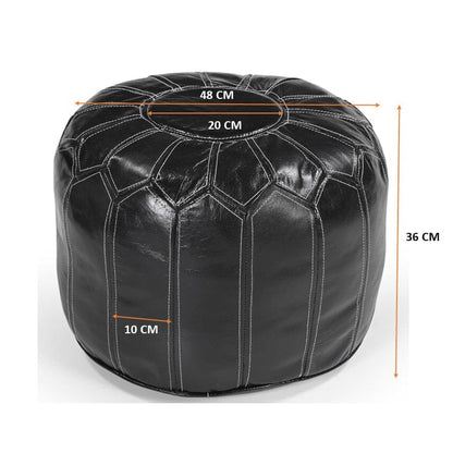 MOROCCAN LEATHER OTTOMAN BLACK