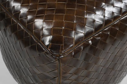 GENUINE LEATHER LATTICE OTTOMAN