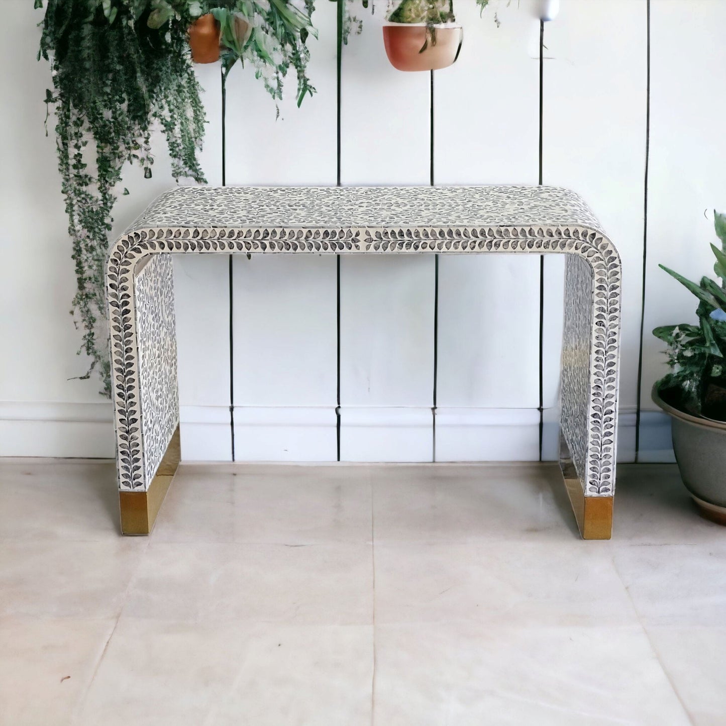 MOTHER OF PEARL MONOCHROME ELEGANCE CONSOLE TABLE