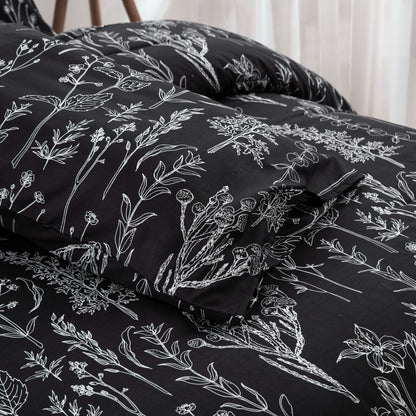 Floral Leaves Comforter Set, Queen/King Size, Microfiber Quilted Bedding with Pillowcase