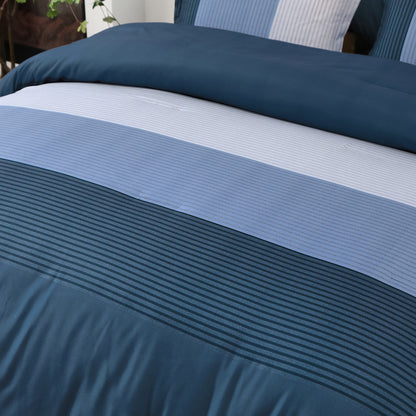 Navy Blue Comforter Set, Queen/King Size, Striped 3-Piece Bedding Collection