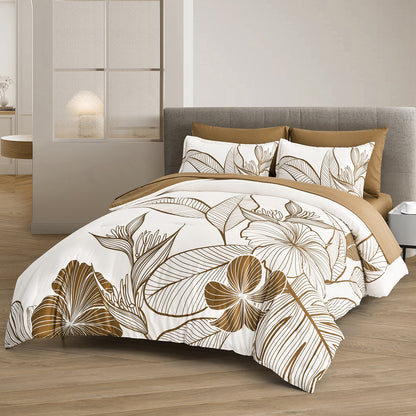 SOFT Floral Comforter Set, Queen/King Size, Plush Winter Bedding with Pillowcases