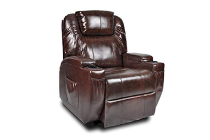 Recliner Lift Heat Massage Armchair Sofa Leather 2 Motor Chair Brown