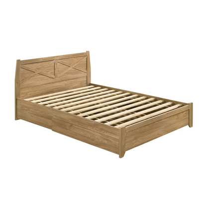 Mica Natural Wooden Bed Frame with Storage Drawers Double