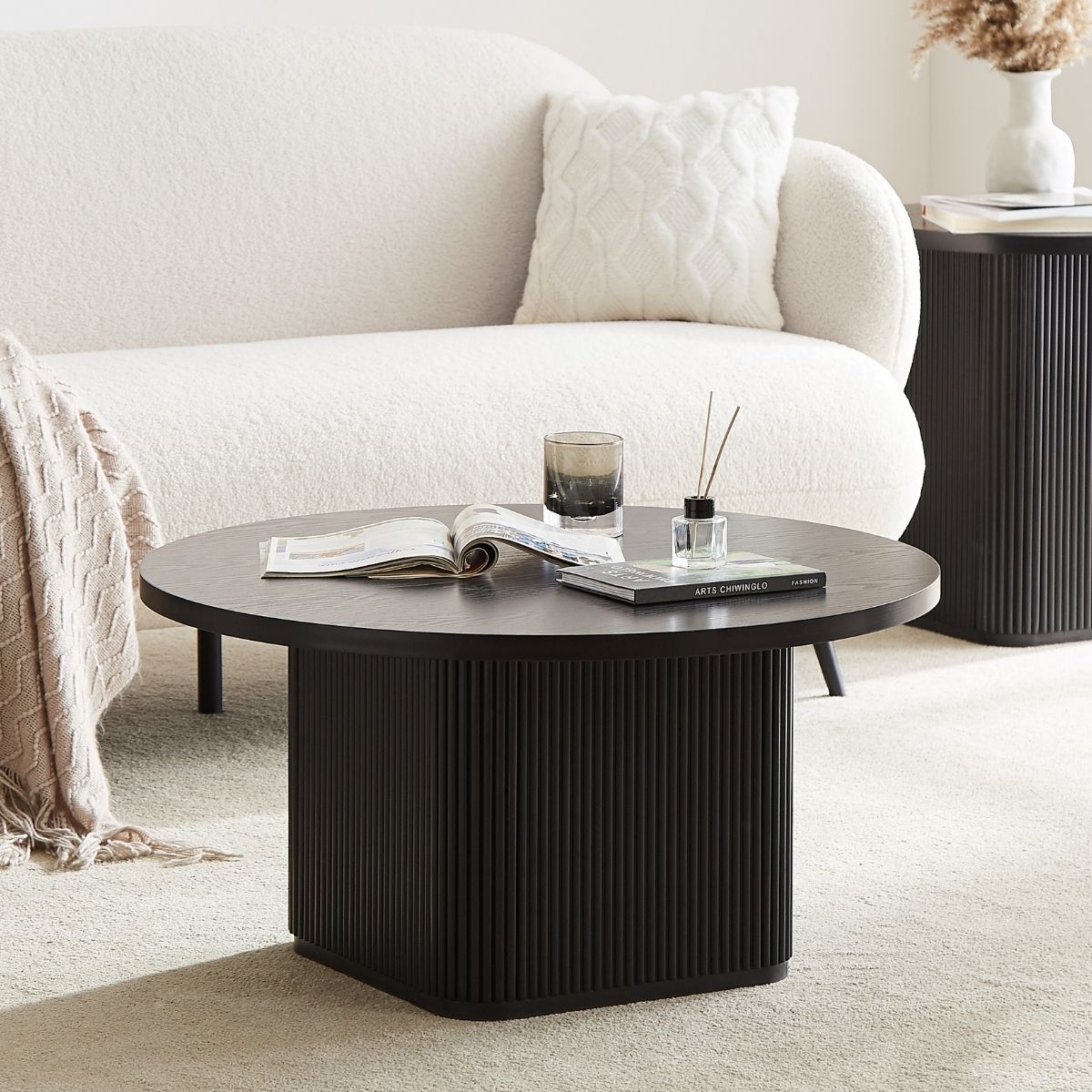 Tate Black Round Column Coffee Table