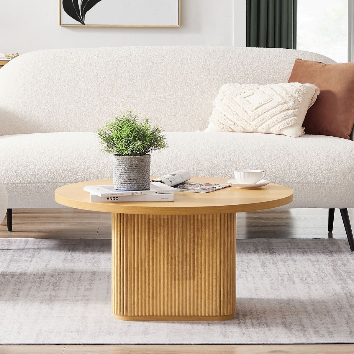 Tate Round Column Coffee Table in Natural