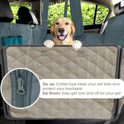 Heavy Duty Dog Car Seat Cover with Side Flaps, Waterproof Pet Back Seat Cover,  Non-Slip  Scratchproof Dog Hammock for Cars, Trucks and SUVs