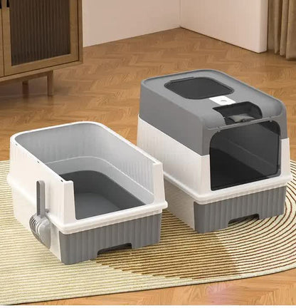 Large Enclosed Cat Litter Box with Drawer and Scoop - Odor Control, Removable Tray, Easy Clean Design