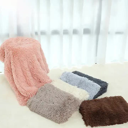 Fluffy Pet Blankets-Soft Faux Fur, Anti-Anxiety Cozy Throws for Cats and Dogs, M 80*55cm Dark Grey