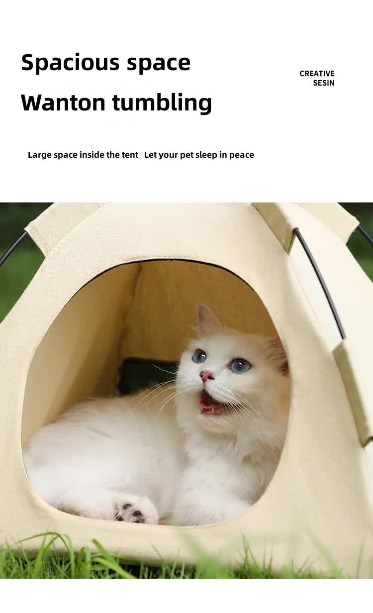 Outdoor Cat House,Pet Tent -Windproof and Dustproof Shelter for Small Pets, Green, Size: M  40*40*37cm