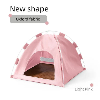 Outdoor Cat House,Pet Tent -Windproof and Dustproof Shelter for Small Pets, Pink, Size: M  40*40*37cm