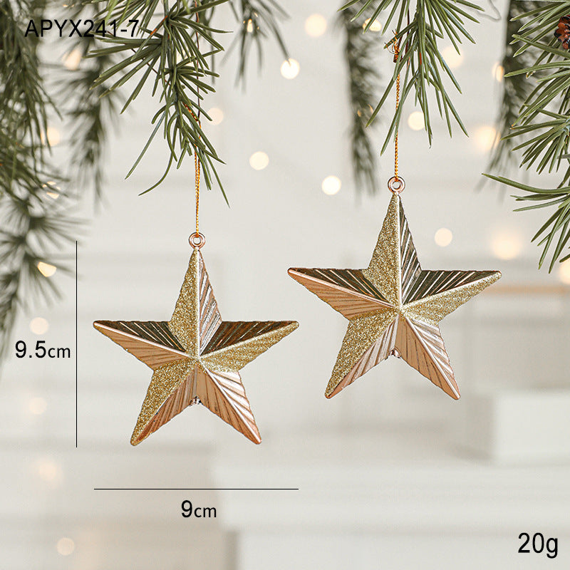 Set of 10 Christmas Ornaments -Gold & Rose Gold Holiday Tree Decorations