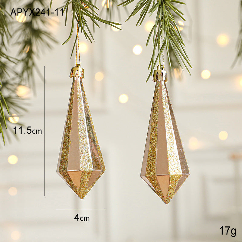 Set of 10 Christmas Ornaments -Gold & Rose Gold Holiday Tree Decorations