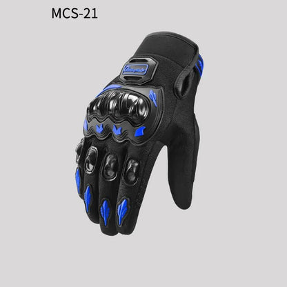 High-Performance Motorcycle Riding Gloves with Hard Knuckle Protection - Anti-Slip, Touchscreen Compatible, Neon Accents (blue,L size)