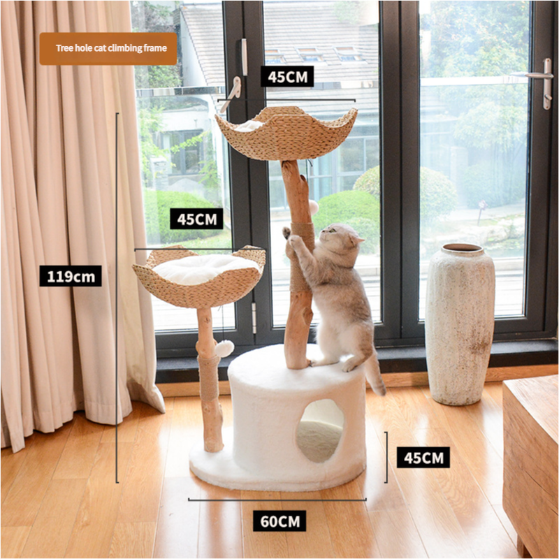 A Cat's Dream Paradise: Natural Solid Wood Cat Climbing Frame